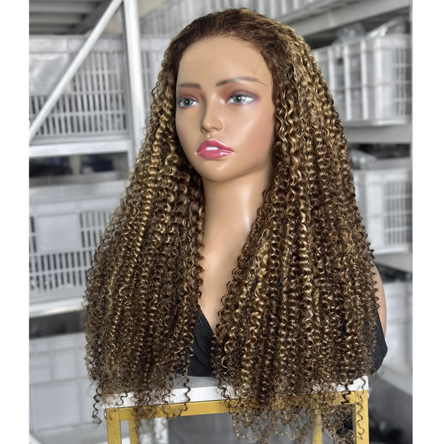 24inch Ombre Highlighted 5x5 HD Lace Closure Wig Kinky Curly Hair Wigs